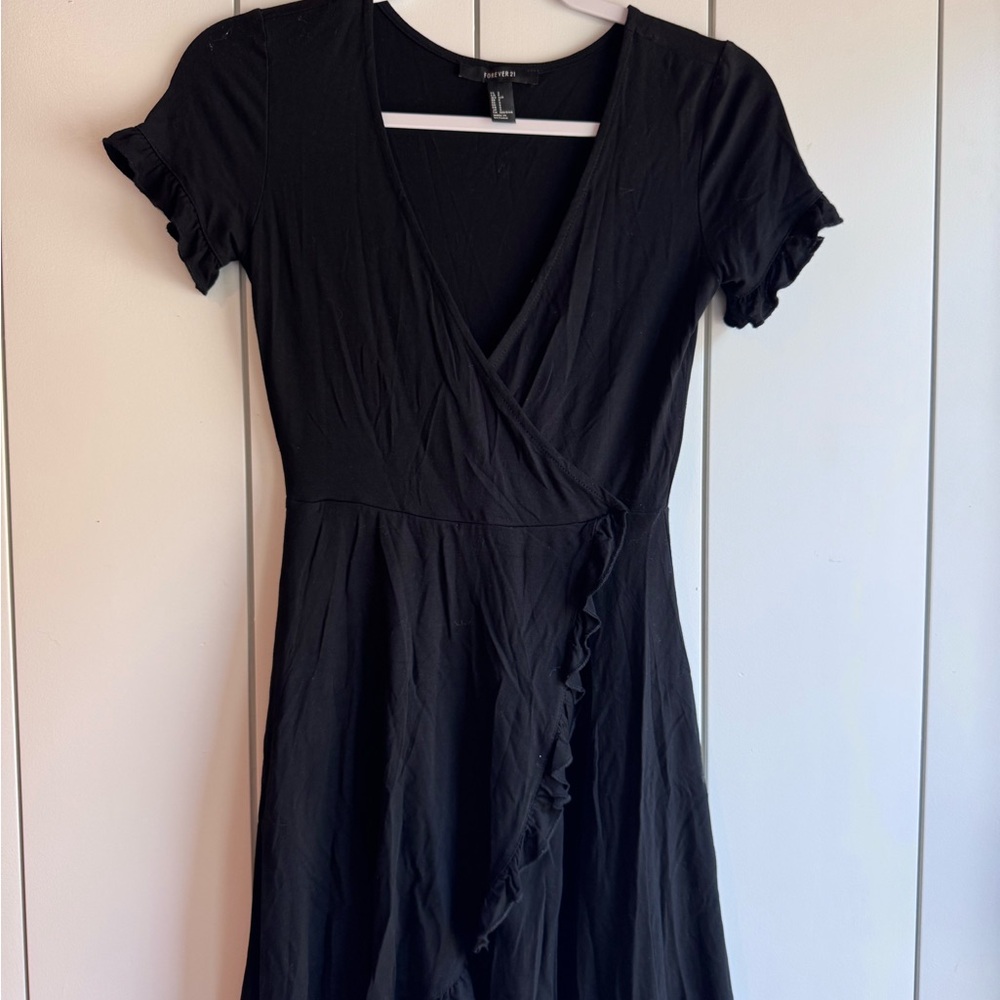 Forever 21 Black Flutter Sleeve Mini Sundress